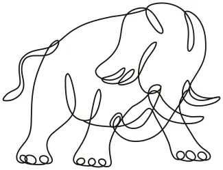 Charging African Elephant One-Line Art: Practice Action Poses with Simplicity