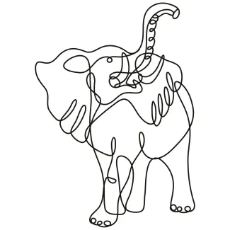 African Elephant in One Line: Practice Drawing with Focus and Simplicity