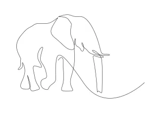 Simple Elephant One-Line Art: Practice Gentle Animal Shapes with Ease