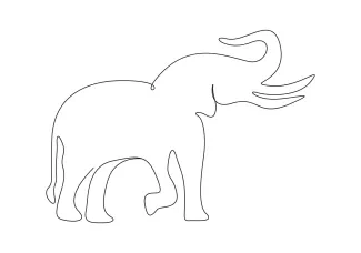 One-Line Drawing of an Elephant: Focus on Animal Proportion and Simplicity