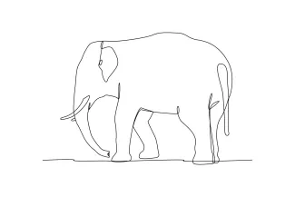 Simple One-Line Elephant Drawing: Gentle Animal Shapes for All Ages