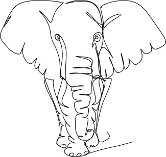 "One-Line Elephant Drawing: A Minimalist Study of Strength and Gentle Presence"
