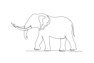 "One-Line Elephant Sketch: A Simplified Approach to Gentle Giant Forms"