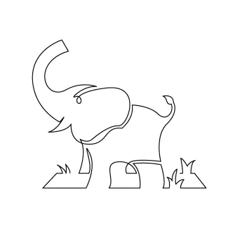 "Minimalist Elephant Sketch: A One-Line Study of Recognizable Wildlife Forms"