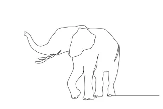 "One-Line Big Elephant Drawing: A Minimalist Approach to Capturing Strength and Presence"