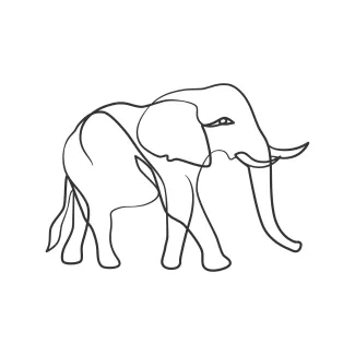 "Minimalist Elephant Illustration: A One-Line Study of Strength and Wildlife Proportions"