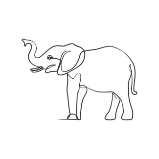 "One-Line Elephant Sketch: A Minimalist Approach to Iconic Animal Forms"