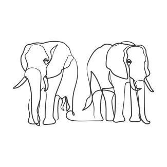 "One-Line Elephant Art: A Minimalist Study of Strength and Grace"