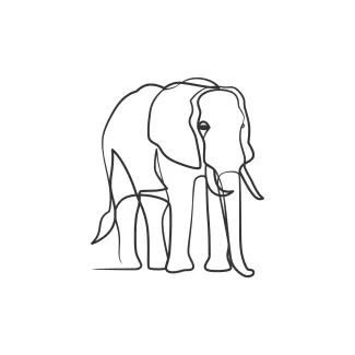 "Minimalist Elephant Illustration: A One-Line Approach to Iconic Wildlife Proportions"
