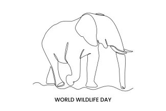 Elephant "One-Line Elephant Sketch: A Minimalist Approach to Wildlife Form and Structure"