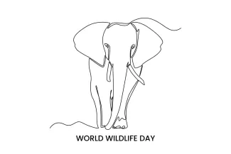 Elephant "Minimalist Elephant Sketch: A One-Line Approach to Iconic Wildlife Figures"