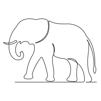 Elephant Wild Animal Wild Elephant in Simple One-Line Drawing: Learn Animal Shapes the Easy Way
