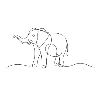 Elephant "Minimalist Elephant Art: A One-Line Study of Powerful Yet Peaceful Wildlife Figures"