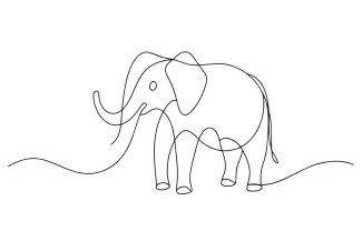 Elephant "One-Line Elephant Drawing: A Simple Approach to Wildlife Silhouettes"