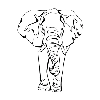 Elephant "Minimalist Elephant Illustration: A Single-Line Study of Recognizable Wildlife Figures"