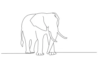 Elephant One-Line Drawing of an Elephant: Simple Practice with a Big Animal Figure