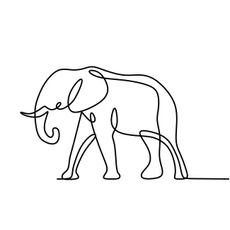 Elephant Wildlife Animal Wildlife Elephant One-Line Drawing: Learn to Draw with Simplicity and Focus
