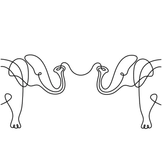 Elephants Elephants in One-Line Drawing: Practice Animal Groups with Simple Shapes