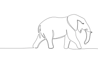 Elephant One-Line Drawing of an Elephant: Easy Practice for Big Animal Shapes