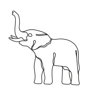 Elephant Wild Animal One-Line Wild Elephant Drawing: Learn to Draw Animals in Simple Steps