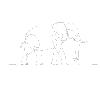 Elephant Wildlife Elephant Wildlife One-Line Art: Learn Animal Drawing Through Simplicity