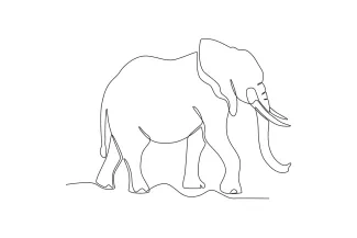 Elephant Walking Walking Elephant One-Line Drawing: Develop Motion Skills Through Simple Art
