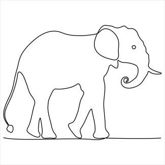 Elephant Draw an Elephant in One Line: Easy Animal Art for Beginners