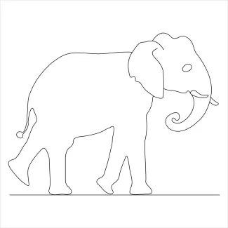 "One-Line Elephant Drawing: A Minimalist Approach to Gentle Giant Forms"