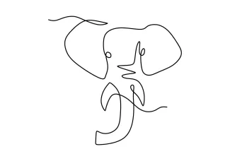 Elephant Head "One-Line Elephant Head Art: A Minimalist Study of Strong and Symbolic Wildlife Features"