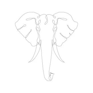 Elephant Head "Minimalist Elephant Head Drawing: A One-Line Study of Strength and Wildlife Character"