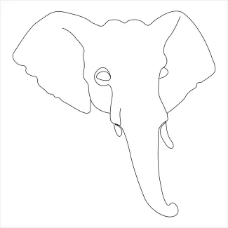 Elephant Head Easy One-Line Drawing of an Elephant Head: Great for Learning Animal Proportions