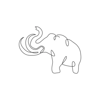 Big Mammoth Simple One-Line Drawing of a Mammoth: Great for Exploring Prehistoric Shapes