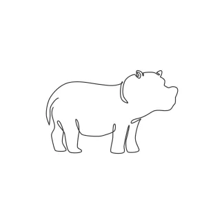 Big Hippopotamus Big Hippo in One Line: Simple Animal Drawing Practice for All Ages