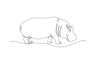Draw a Hippopotamus with One Line: Simple Wild Animal Art for Beginners
