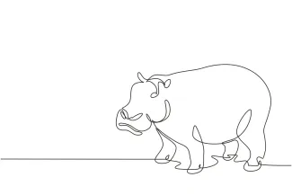 Big Hippopotamus "One-Line Big Hippopotamus Drawing: A Minimalist Approach to Powerful Wildlife Figures"