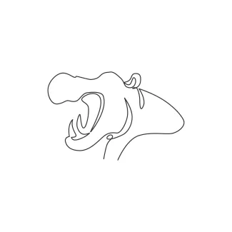 Large Hippopotamus "One-Line Large Hippopotamus Art: A Minimalist Approach to Strong and Recognizable Wildlife Forms"