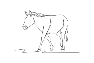 Donkey Easy One Line Art of a Donkey: Practice Drawing with Simple Lines