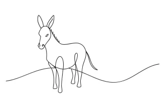 Donkey One Line Donkey Drawing: Simple and Fun Way to Draw Farm Animals