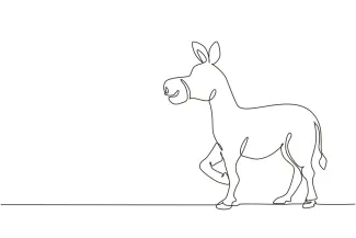 Donkey Farm Animal Easy One Line Donkey Drawing: Great for Learning Animal Shapes