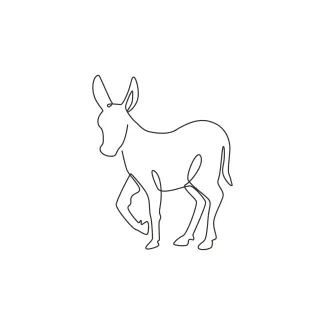Walking Donkey "One Line Walking Donkey Sketch: Capturing Movement and Simplicity with Minimalist Art"