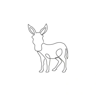 "Minimalist Walking Donkey Drawing: Expressing Strength and Motion with One Artistic Stroke"
