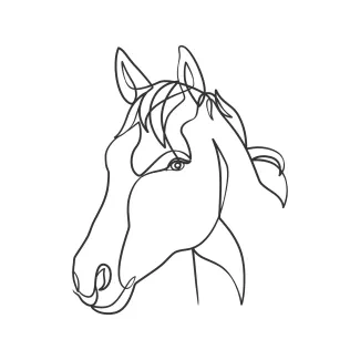 "Minimalist Horse Head Drawing: Illustrating Strength and Precision in One Artistic Stroke"