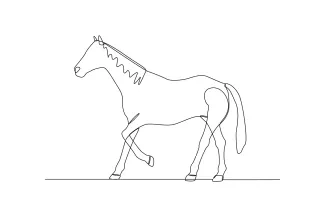 Horse One Line Horse Drawing: Simple Practice for Animal Art Beginners