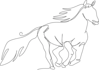 Horse Running "One Line Horse Running Drawing: Expressing Speed and Motion with Minimalist Art"