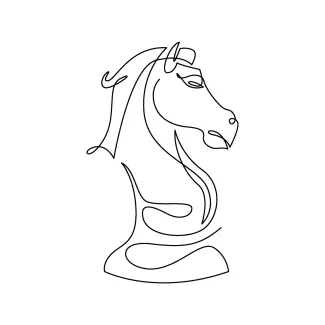 Chess Horse One Line Chess Horse Drawing: Simple Knight Shape for Beginners