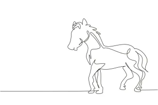 White Horse Walks White Horse in One Line: Peaceful Drawing Style for Any Skill Level