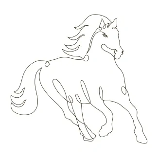 "Minimalist Wild Horse Sketch: Expressing Freedom and Strength with One Line Art"