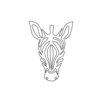 "Minimalist Zebra Head Drawing: Illustrating a Distinctive and Elegant Animal with One Stroke"