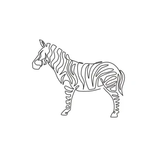 Elegant Zebra Horse "Minimalist Zebra-Horse Drawing: Expressing a Unique and Powerful Creature in One Stroke"