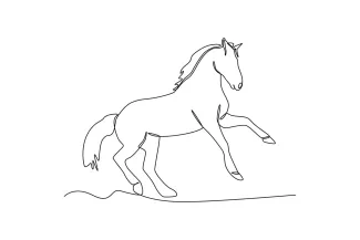 "Minimalist Racing Horse Illustration: Expressing Speed and Elegance with One Line Art"